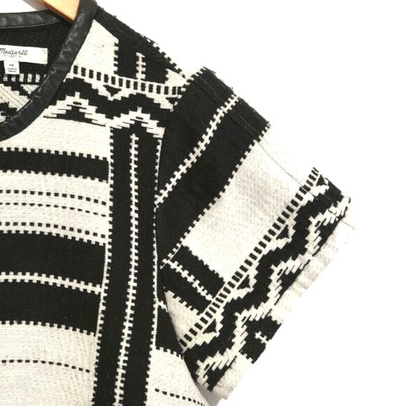 Madewell Crew Neck Striped Short Sleeve Knit Top Black White Geometric M - Picture 6 of 12